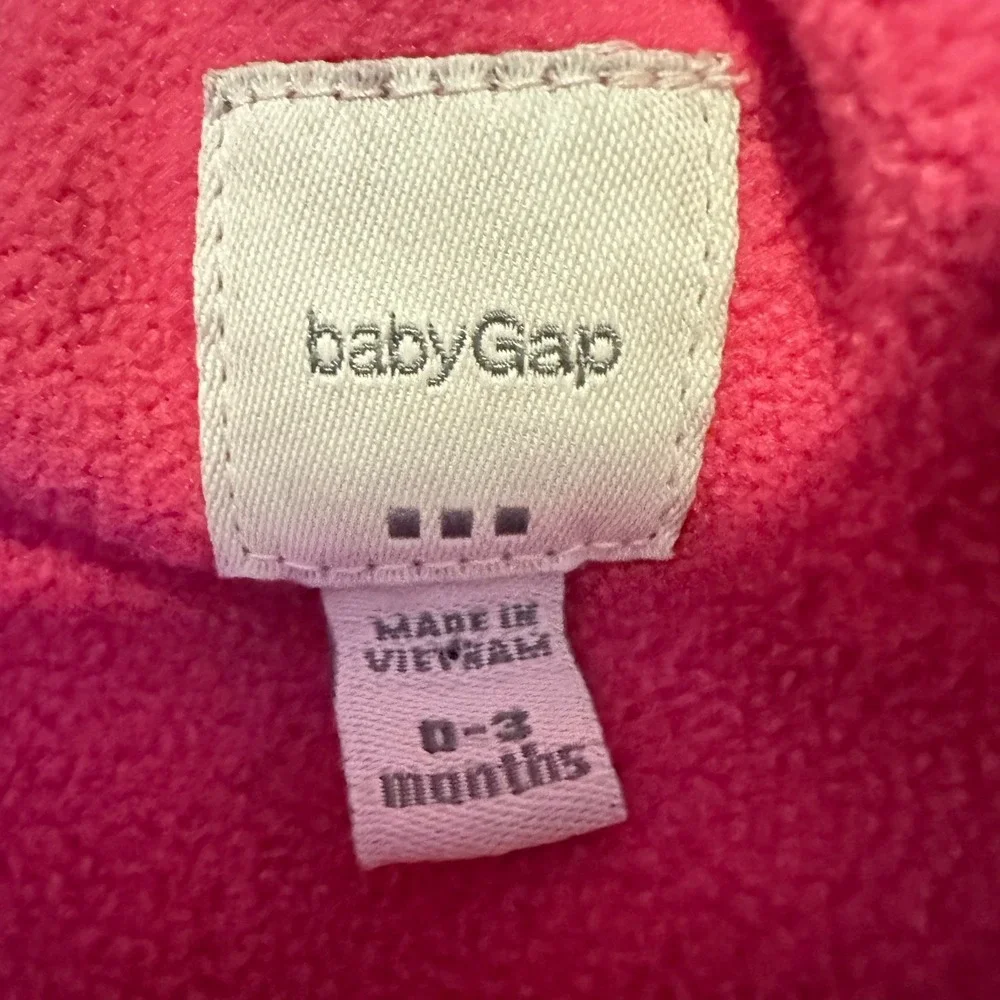 Baby Gap 0-3‎ Mo Bright Pink WARM BUNTING Puffer Fleece Snow Suit Baby Girl